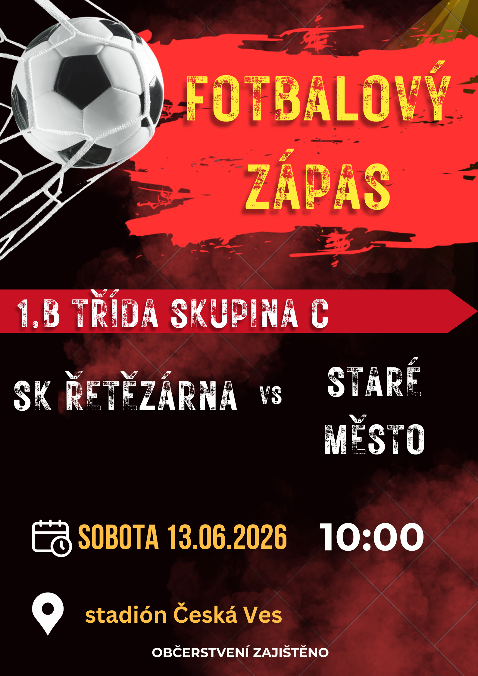 Black, Red and White Modern Colorful Soccer Match Competition Poster